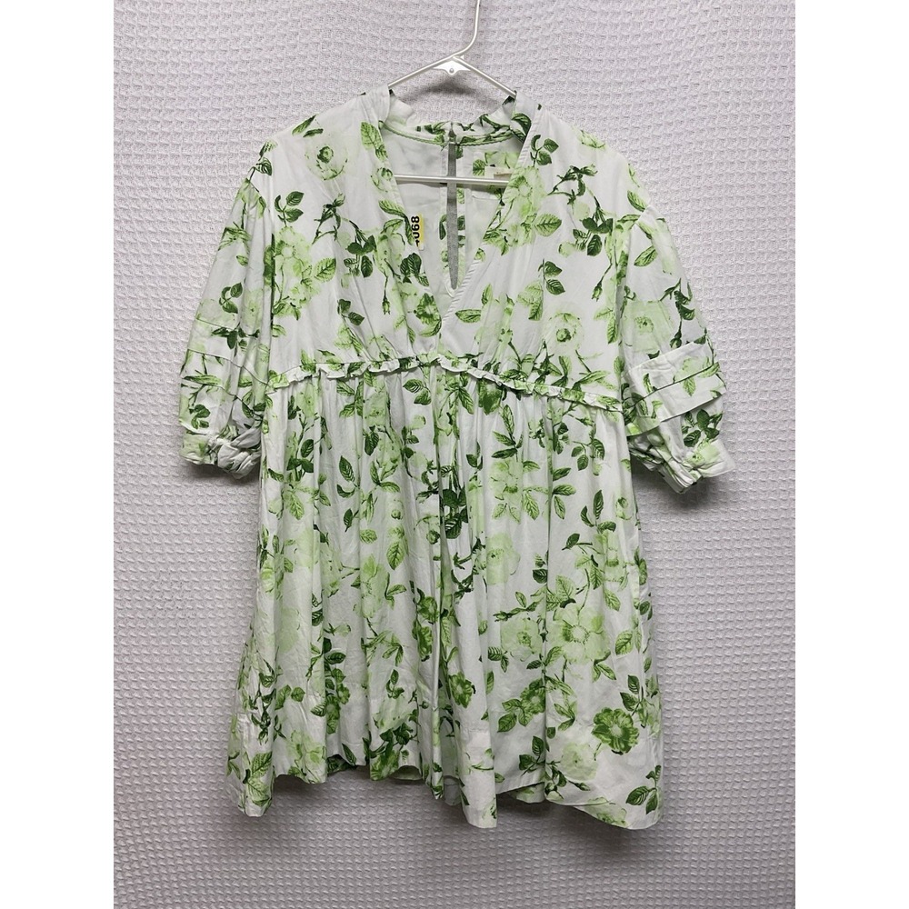 NEW Anthropologie Maeve‎ S Oversized Green Floral Tunic Dress Baby Doll - Picture 2 of 8